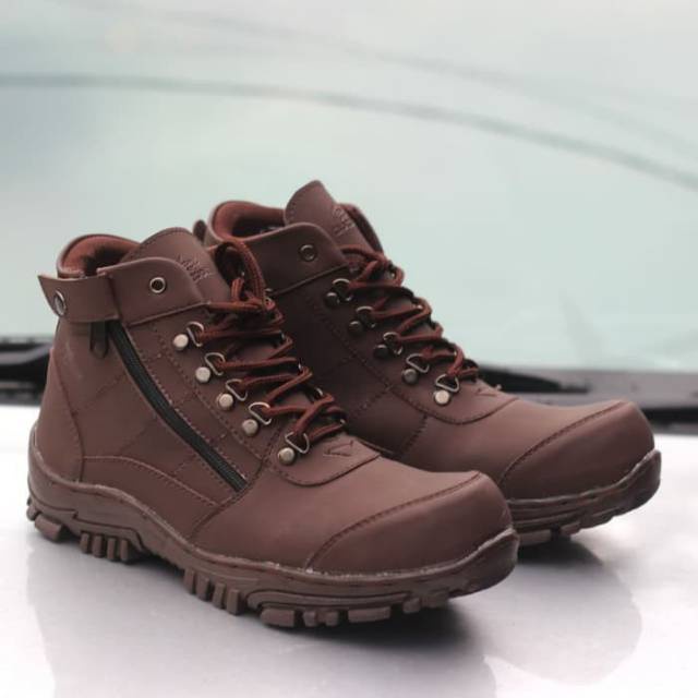 Sepatu Safety Boots Crocodile Zipper Morisey touring risleting kerja murah grosir