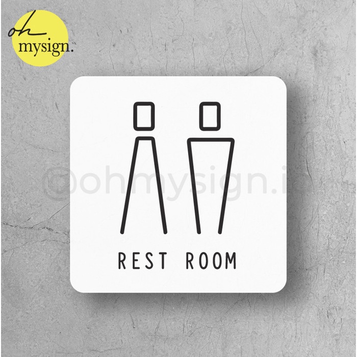 

Grosir Sign Rest Room Toilet WC Akrilik UV Print Modern Label Toilet Signage