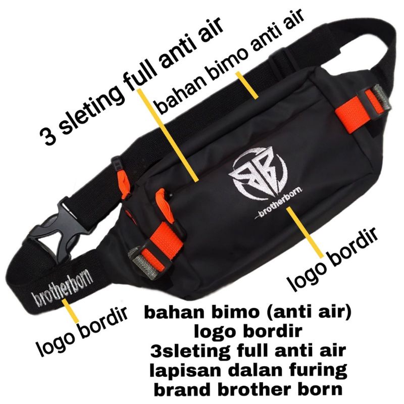 TAS SELEMPANG PINGGANG PRIA ANTI AIR DISTRO BAHAN PREMIUM / WAISTBAG D2C