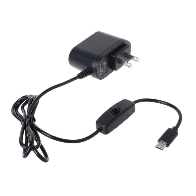 Cre Power Charger Type-C USB-C Charging Adapter 5V 3A Untuk Raspberry Pi 4model B Dengan Saklar On/Off