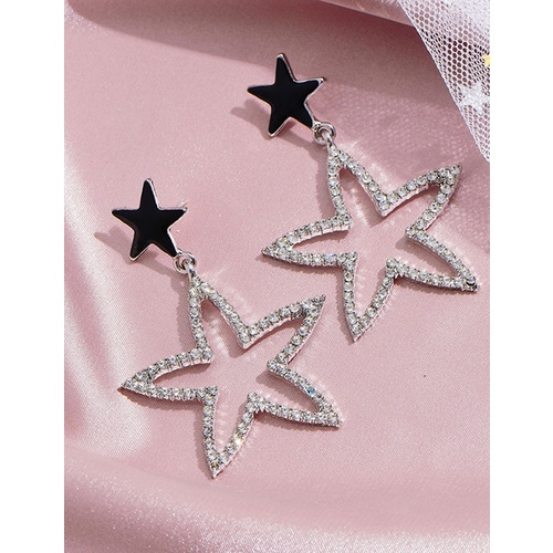 LRC Anting Tusuk Fashion Silver Color Pentagram Geometric P33569