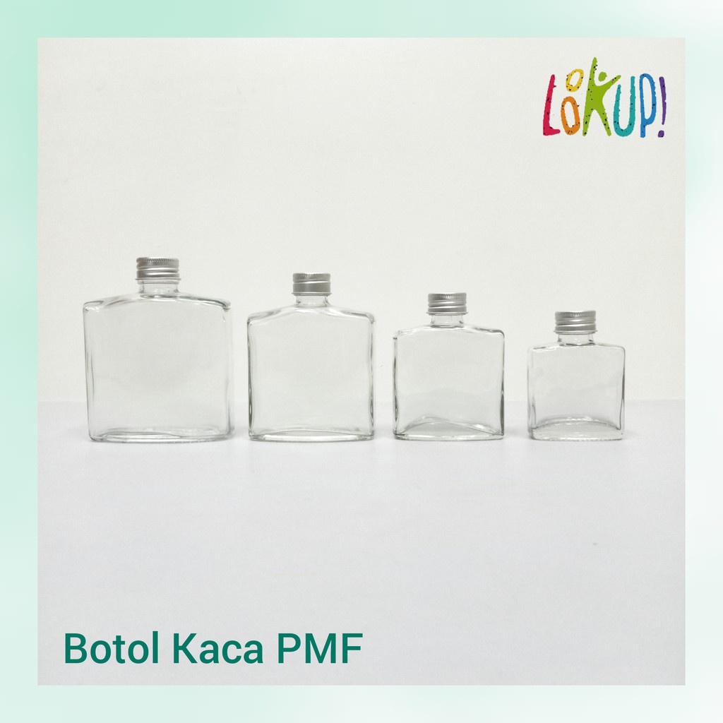 BOTOL KACA POLOS - PERSEGI/Glass Bottle Minuman Kopi/Susu/Juice/Teh/Jus/Minyak/Essential Oil