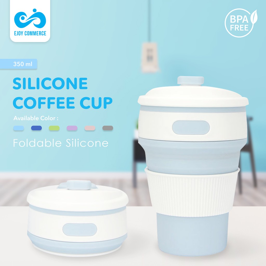 Jual Ejoy Gelas Lipat Multifungsi Silikon Kualitas Bagus Collapsible Foldable Coffee Cup 8287