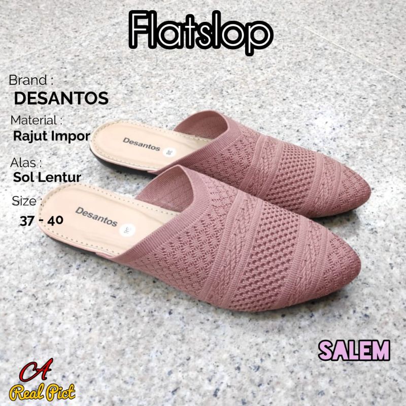 SEPATU FLAT SLOP RAJUT IMPORT SOL KARET | MULES SHOES