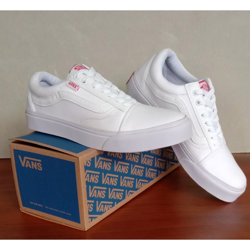 sepatu vans old skool full white vans premium putih polos