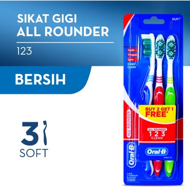 Sikat Gigi Oral B Soft 3pcs