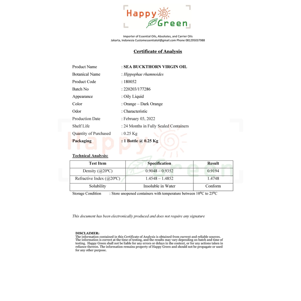 BPOM Happy Green Sea Buckthorn Oil - Minyak Sea Buckthorn 100% murni Garansi Uang Kembali