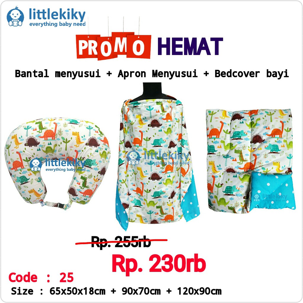 LITTLEKIKY PROMO HEMAT / KADO HEMAT BANTAL MENYUSUI + APRON MENYUSUI + BEDCOVER BAYI