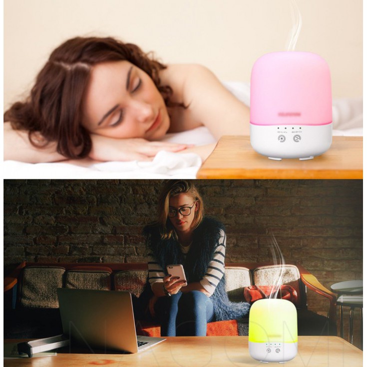 H19 Wooden Humidifier Aroma Diffuser 7 Color LED Light 300ml White