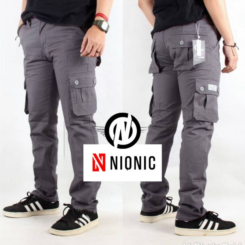 Celana Panjang Cargo Pants Dark Grey Kualitas Premium Free Gantungan Kunci