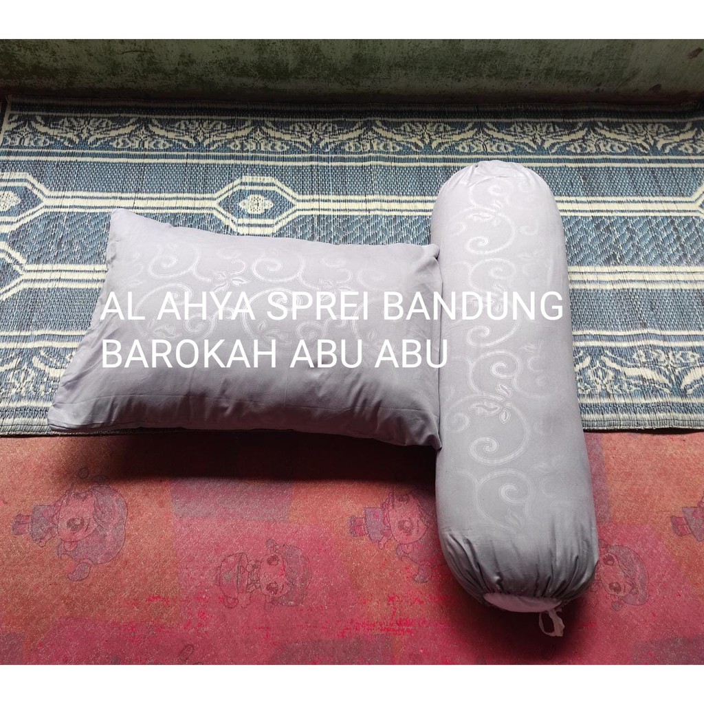 2 Pcs Polos Embos Sarung Bantal Atau Sarung Guling - Barokah Abu Abu