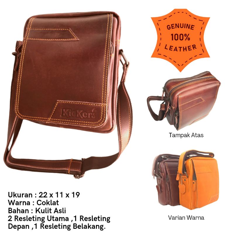 Tas selempang kerja pria kulit sapi asli slingbag premium leather laki laki