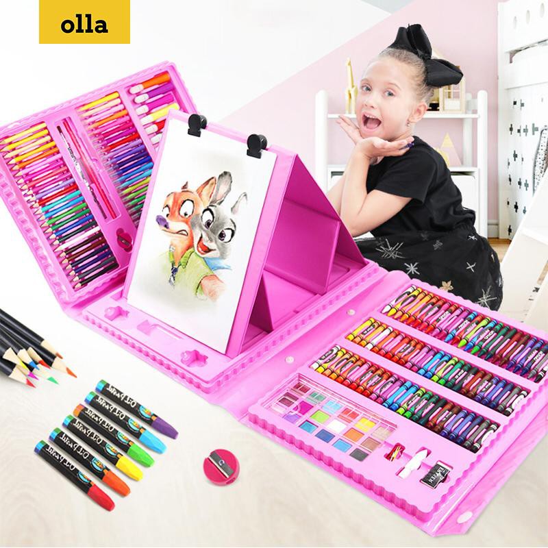 Art Set 208 Alat Lukis Pensil Warna Crayon Set 208 Pcs Crayon Mewarnai 208 Warna Pensil Krayon Alat Menggambar atau Mewarnai Anak Anak Viral