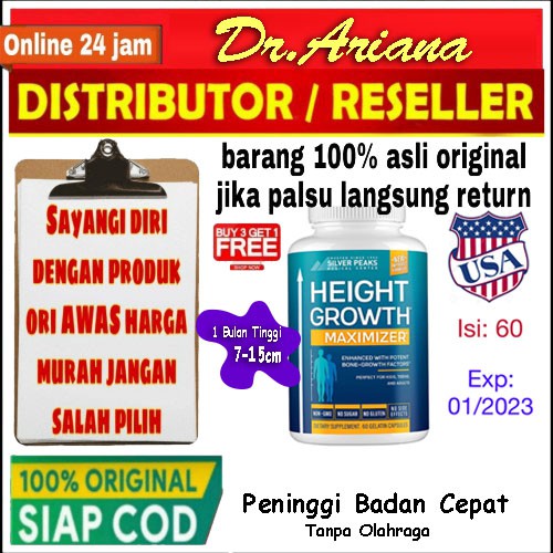 Obat Peninggi Badan cepat Vitamin Tinggi Badan Pria Wanita Height Growth Usa Maximizer