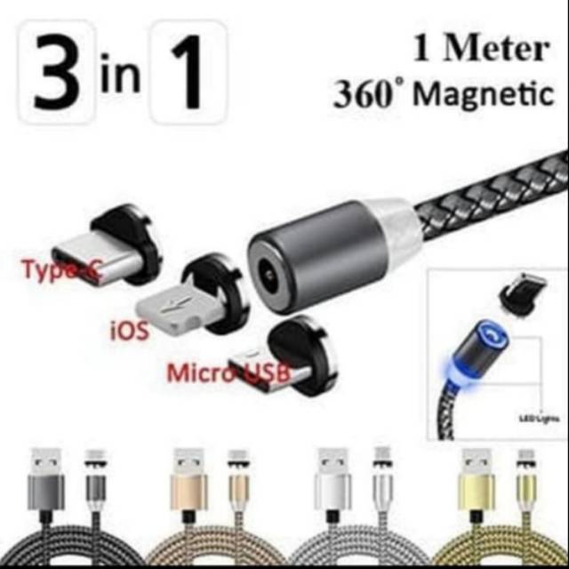 Kabel data metal magnetic Type-C, Micro, Lightning