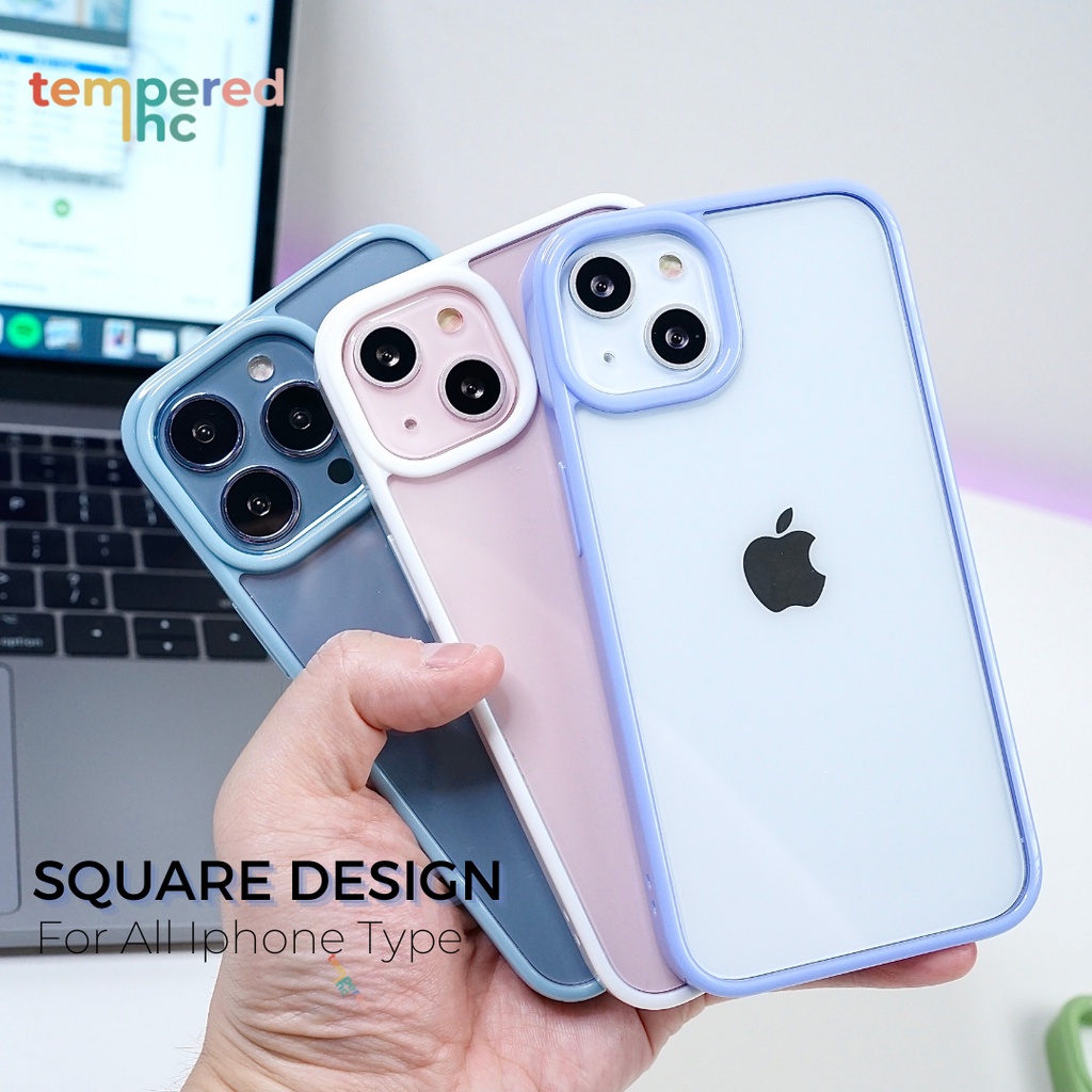 NEW !! SQUARE Candy Silicone Iphone Case ( Iphone 7 - 13 pro max )