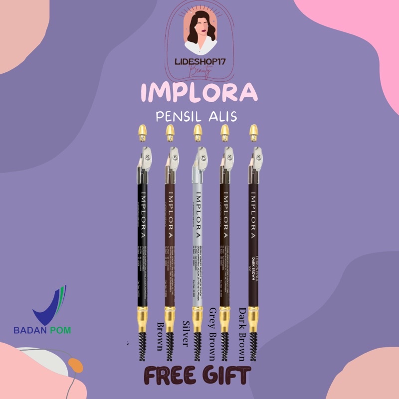 [READY] PENSIL ALIS IMPLORA 2 IN 1 ( PENSIL + SERUTAN + SIKAT ) ORIGINAL BPOM / 2IN1 EYEBROW PENCIL