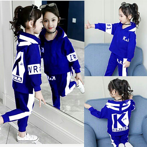 Baju setelan Anak Perempuan Baju &amp; Celana Panjang rina Hoodie ZP