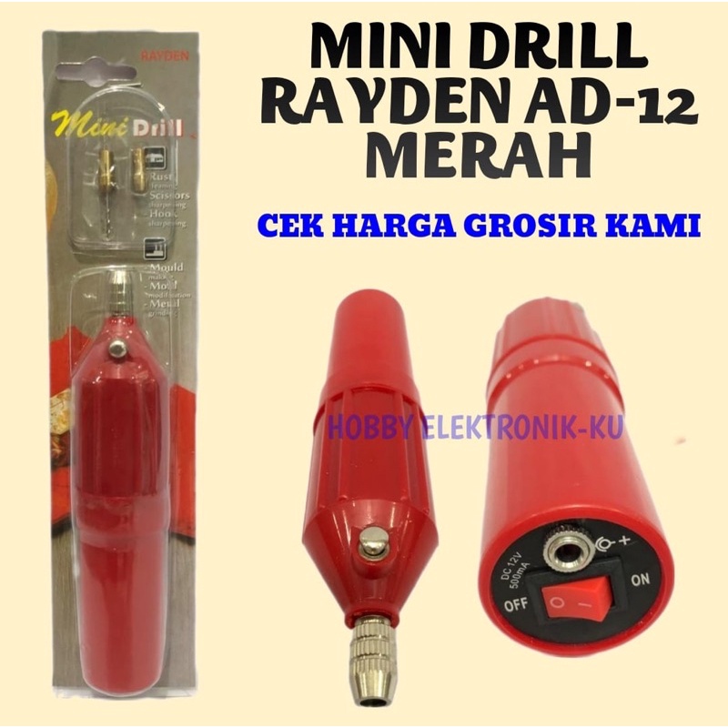 MINI DRILL BOR MINI RAYDEN AD12 MERAH