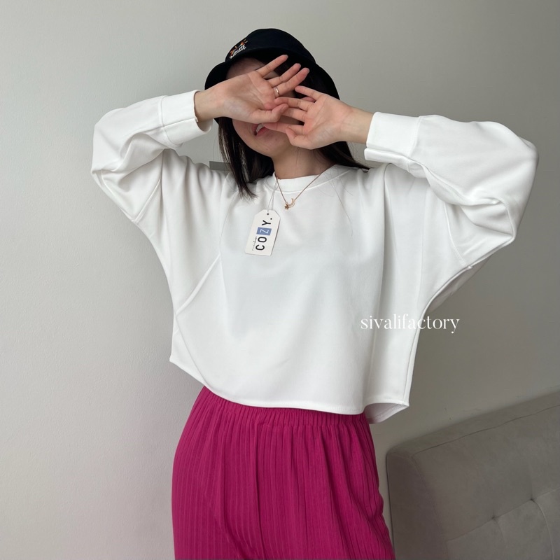 SIVALI Sweater 2013/2014 || Basic Oversized Sweater Crop Top Premium Rib Knit - Atasan Wanita