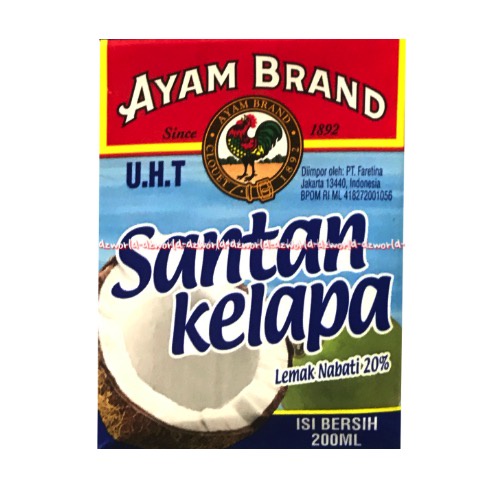 Ayam Brand 200ml Santan Kelapa Coconut Milk Tanpa Bahan Pengawet 200 ml Ayambrand Coconut Instan Santan Santen Instan Siap Pakai Instant