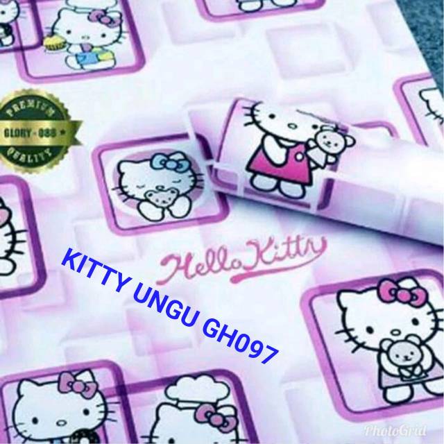 Hello Kitty ungu stiker dinding berkualitas