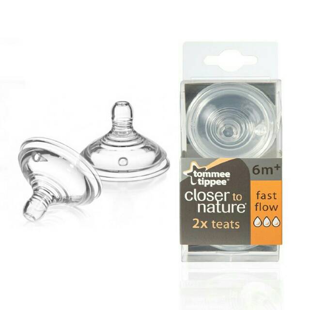 Tommee Tippee Closer to Nature Teat Fast Flow 6m+ Dot Bayi Nipple Untuk Botol Tommee Tippee