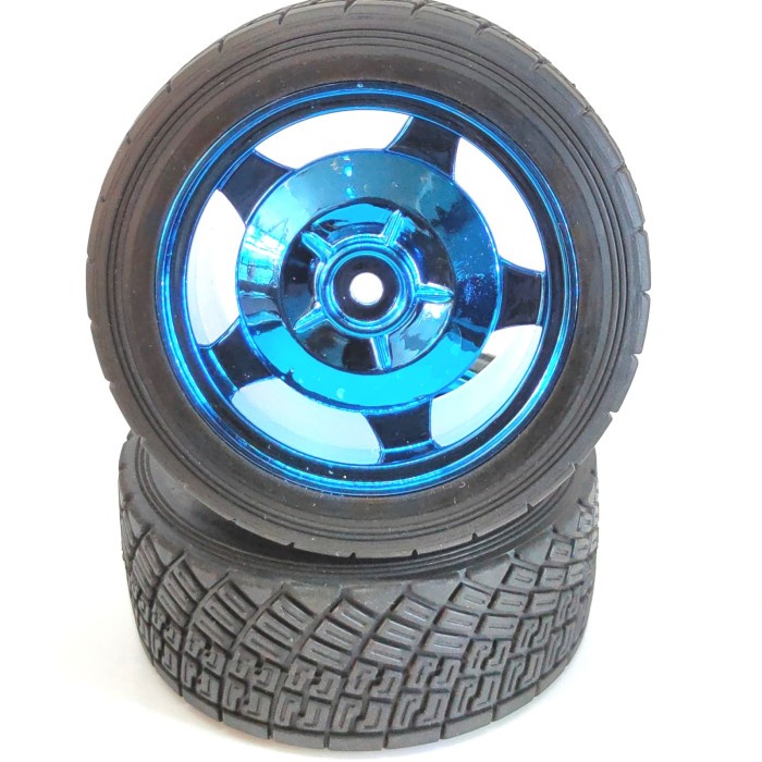 Roda Robot Smart Car 82mm Blue RC Whell Velg Ban Karet Radial