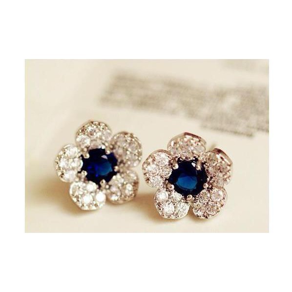 Anting fashion wanita bentuk bunga sapphire model jepang terbaru lucu imut bagus cantik