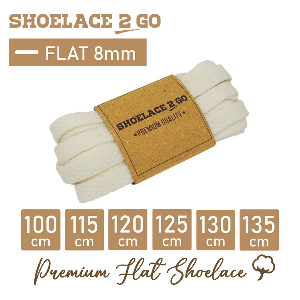 SHOELACE 2 GO PREMIUM TALI SEPATU GEPENG PIPIH FLAT A8 - OFF WHITE