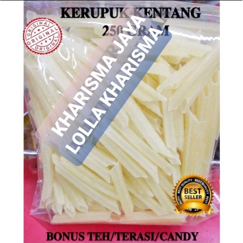 

KERUPUK MENTAH KENTANG ENAK 250 GRAM KHAS CIREBON GRATIS TEH/ TERASI