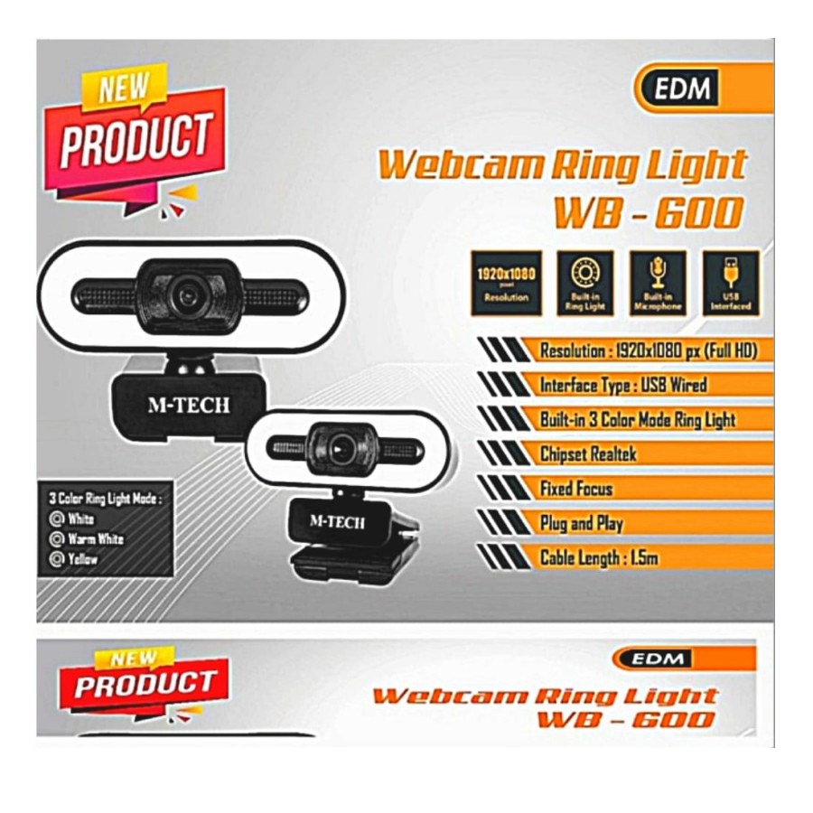 Webcam m-tech WB600 1080 Full HD