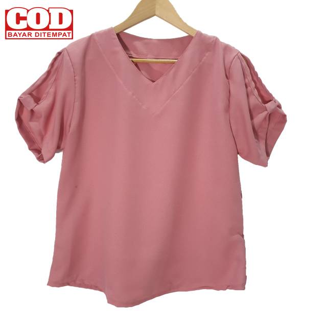 Real Pict - Atasan Jumbo / blus wanita / blouse jumbo Evi Polos size M , L dan XXL ( Real Pict )