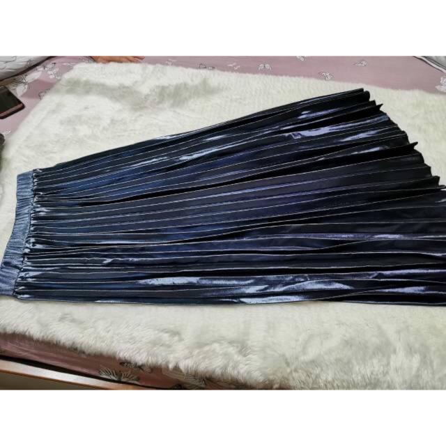 ( Bisa COD ) Rok Bludru velvet Super Gradasi/motif zigzag import Korea(panjang 90cm)-BIRU GRADASI PJG