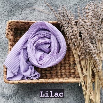 Pashmina Plisket Ceruty Baby Doll Pleated Shawl Full Lidi Hijab Ukuran 180 x 75 Jilbab Instant-HJ PLISKET LILAC