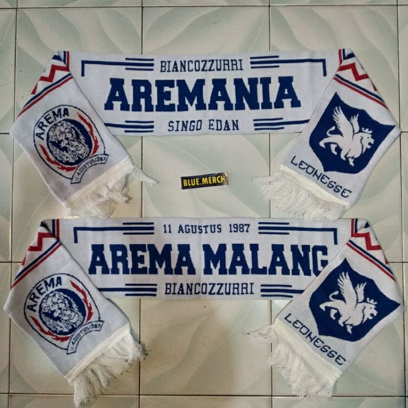 syal Arema Aremania bahan rajut tebal dan halus