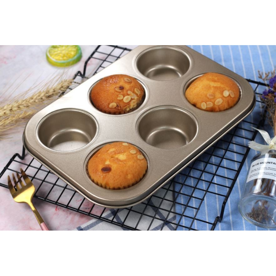 Loyang Kue Pastry Non-Stick Loyang 6 Cup Muffin Pan Teflon