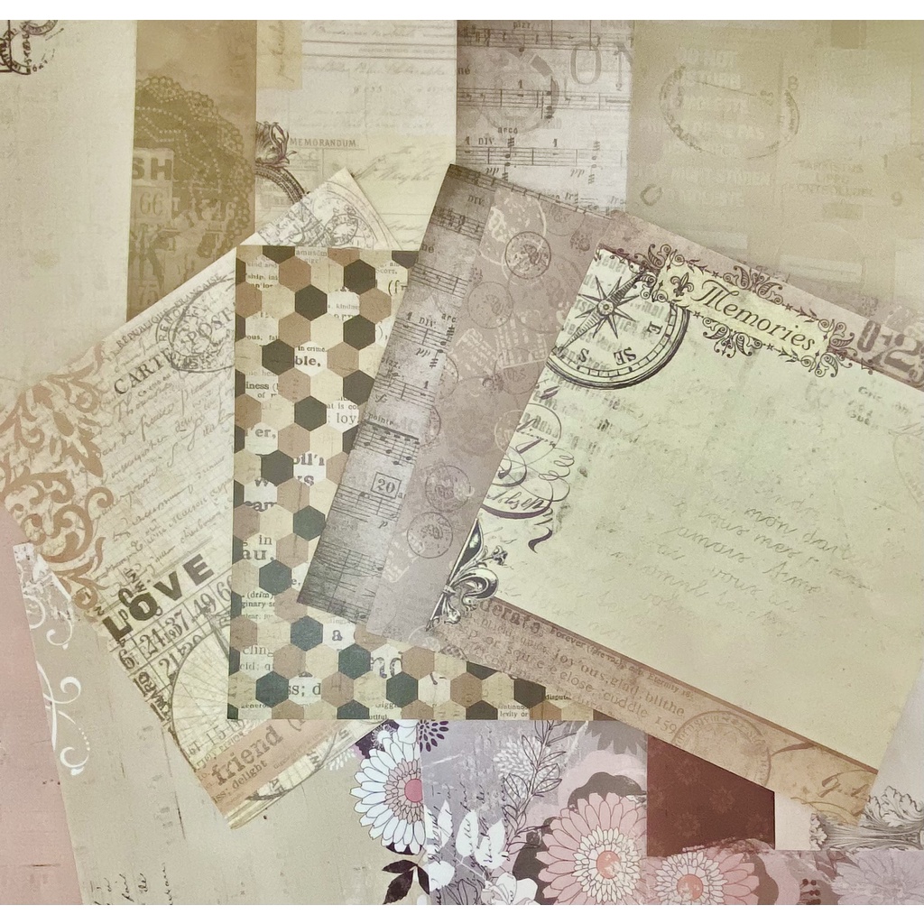 

(Kiricart) 5 pcs Big Patterned Paper Tebal Kuat Vinatage for Scrapbooking and Journaling DIY