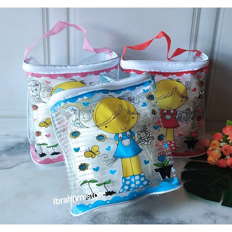 POUCH MIKA TENTENG TABUNG / BEAUTY POUCH KOSMETIK BAHAN MIKA TRANSPARAN BESAR DAN TEBAL MURAH MERIAH