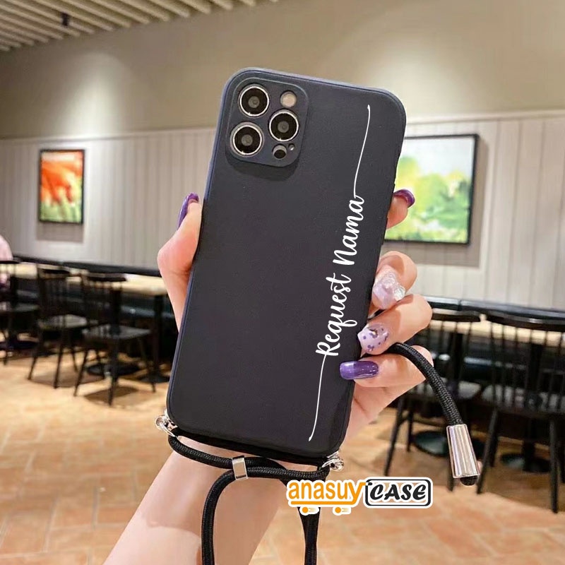 Softcase Macaron Tali + Nama OPPO A15 A1k A5/A9 2020 A39 A5S A71 A52 A92 A54 Reno 4f Y30 A31 | COD-3