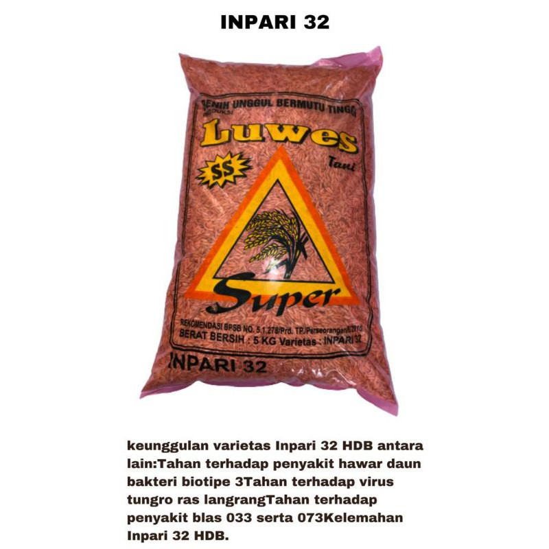 Benih padi gabah luwes tani Inpari 32 5kg