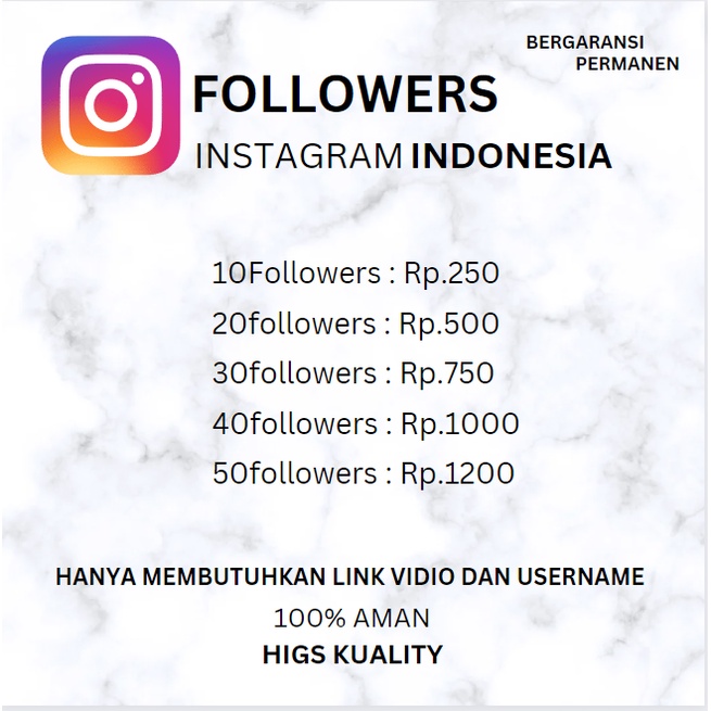 FOLLOWERS INDONESIA GARANSI 100% PERMANEN