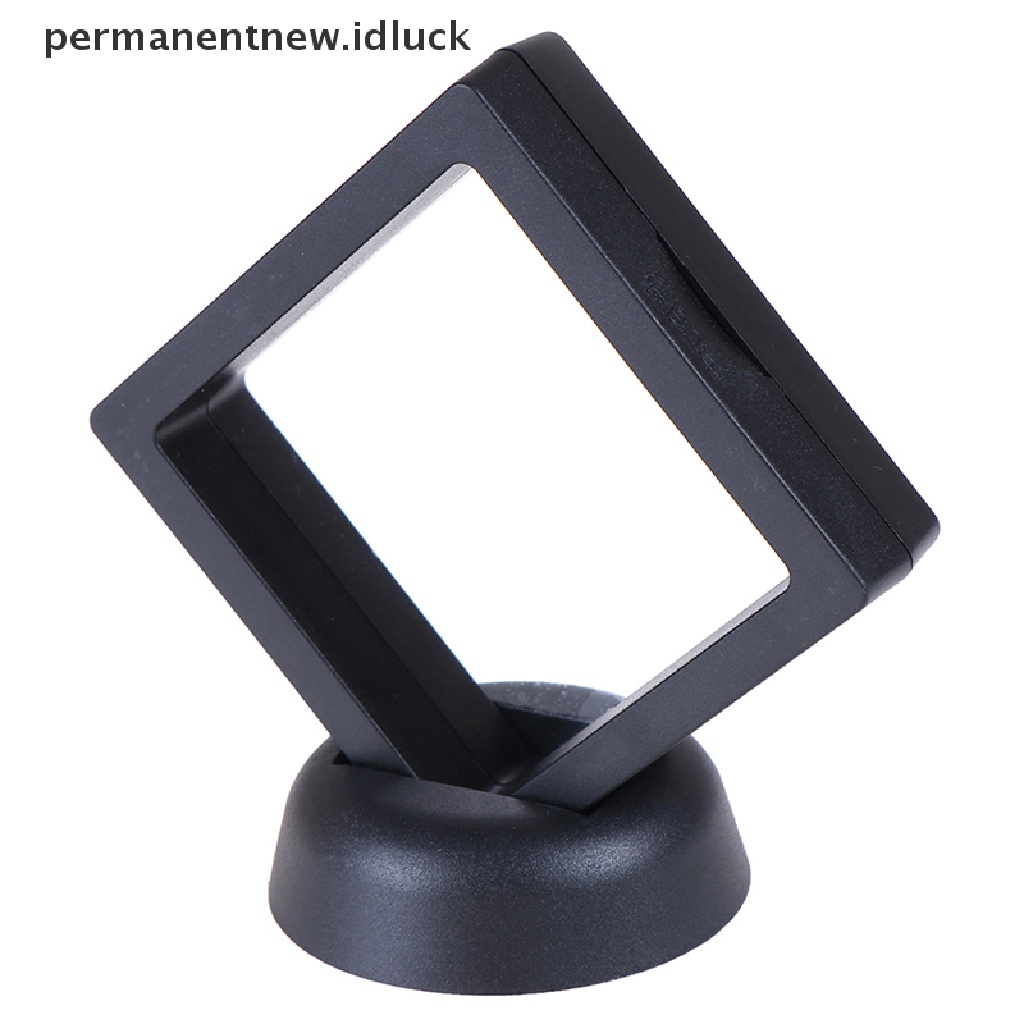 Kotak Bingkai display Perhiasan Koin 3D Warna Hitam Ukuran 70x70mm Dengan stand