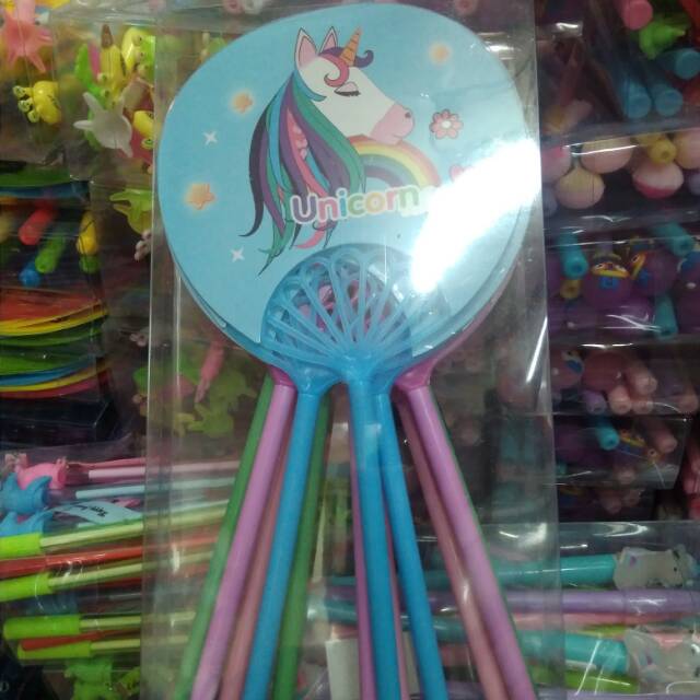 

Pen karakter kipas unicorn isi 12 pcs