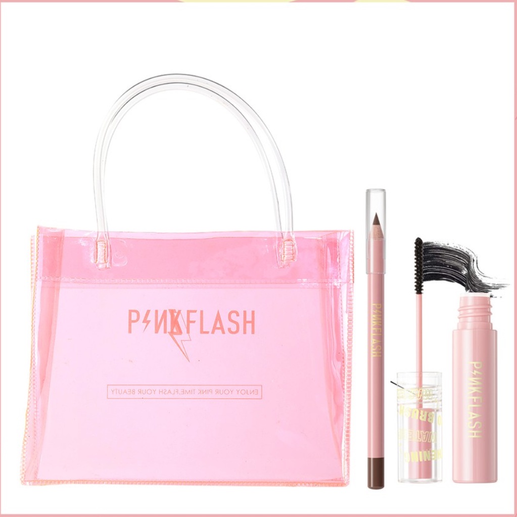 PINKFLASH Beauty Sets Limitless length Curled Skinny Mascara Waterproof Durable EyeBrown Pencil  PVC Bag Set