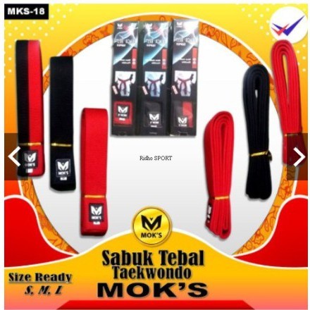 (ZYD) Sabuk Taekwondo MOK's Hitam Merah