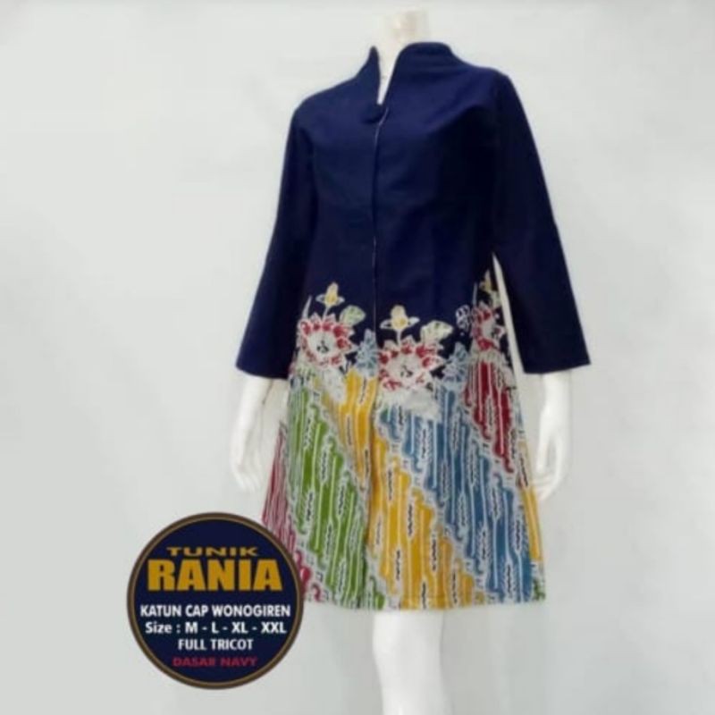 New Tunik Adelia Lapis Tricot Cap Wonogiren Busui Elegan Premium Batik Kerja S M L Xl Xxl