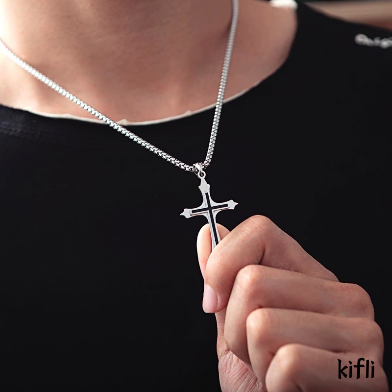 Hip Hop Cross Liontin Logam,Perak Kalung Untuk Pria,Wanita Unisex Tren Kalung,Fashion Aksesoris Hadiah