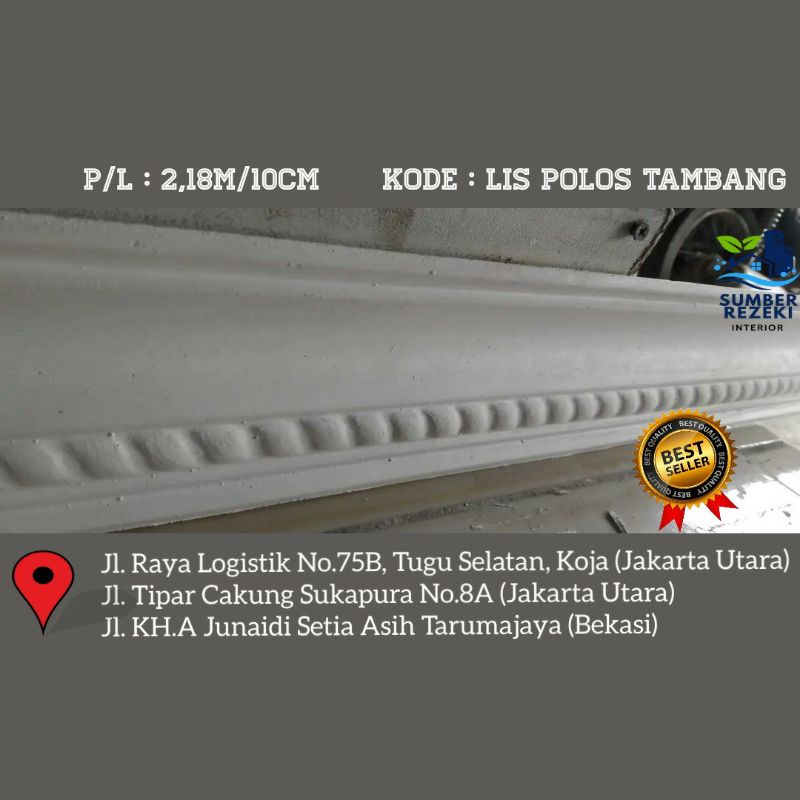 Lis/List Profil Gypsum Plafon, Motif Polos Tambang 10cm