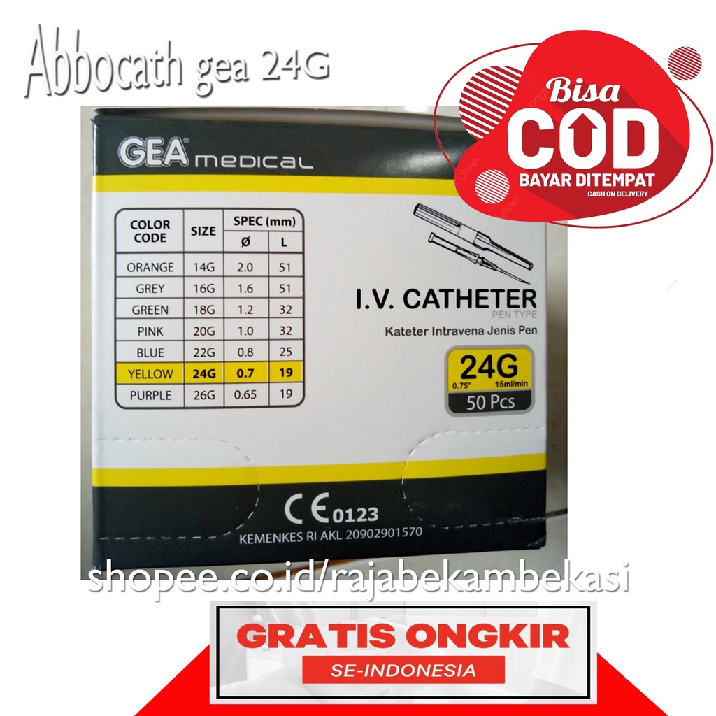 ECERAN 1 PCS - I.V Cathe_ter GEA 18G-20G-22G-24G-26G / Abbo_cath